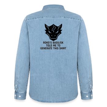 Generated by the Basilisk - Men’s Organic Denim Shirt by Stanley/Stella - light wash - Back - AI Model Male 185 light (185cm)