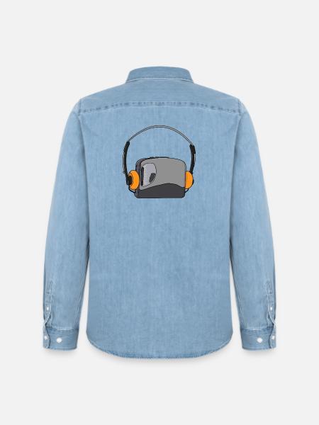 Cool Portable Cassette Audio Player - Men’s Organic Denim Shirt by Stanley/Stella - light wash
