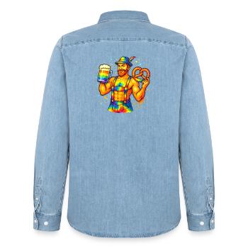 pride bavarian - Männer Jeanshemd Organic von Stanley/Stella - verwaschenes Hellblau - Hinten - AI Model Male 185 light (185cm)