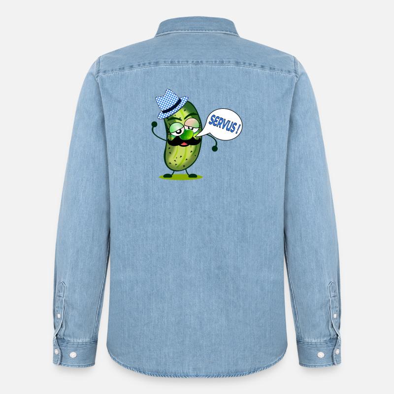 SCHNURRBART GEWÜZGURKEN BAYERN SERVUS - Männer Jeanshemd Organic von Stanley/Stella - verwaschenes Hellblau