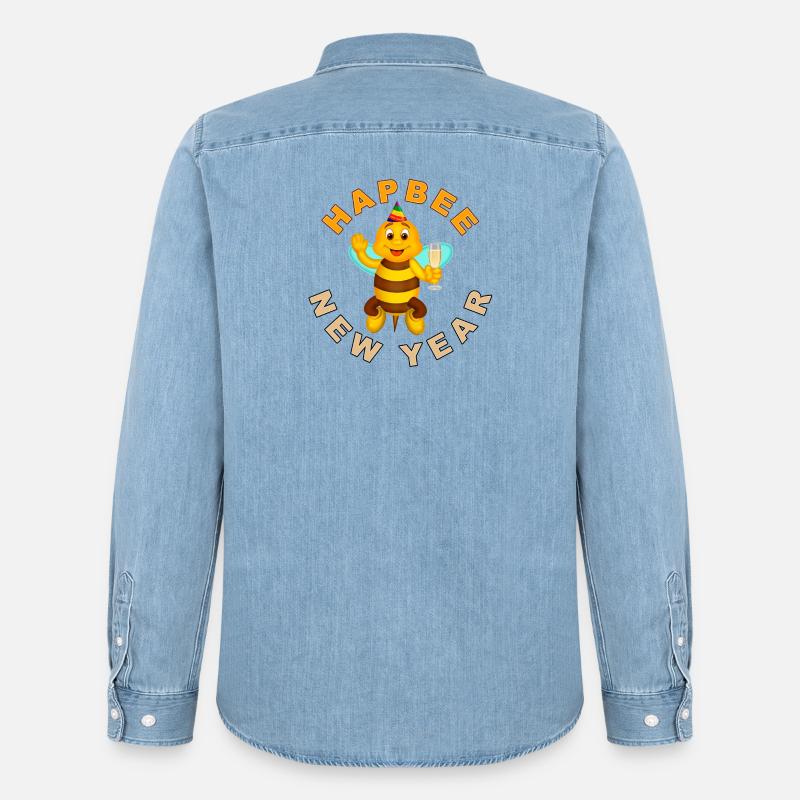 HAPBEE Neujahr mit Text 2 - Männer Jeanshemd Organic von Stanley/Stella - verwaschenes Hellblau