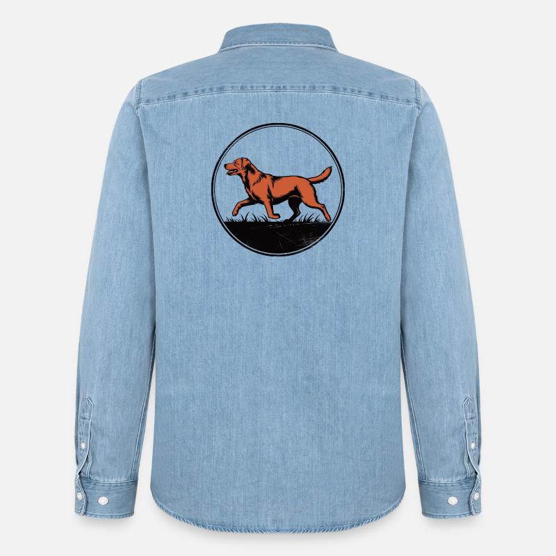 Fox Red Lab Silhouette – Circular Badge - Männer Jeanshemd Organic von Stanley/Stella - verwaschenes Hellblau