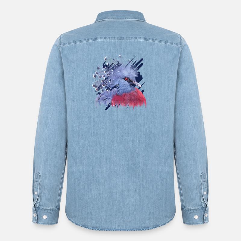 Krontaube - Männer Jeanshemd Organic von Stanley/Stella - verwaschenes Hellblau