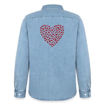 Collection Cœur : L’Amour en Rouge - Chemise en denim homme bio Stanley/Stella - bleu clair délavé - Dos - AI Model Male 185 light (185cm)