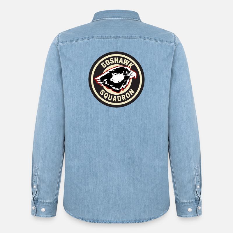 Conception de l’insigne de l’escadron Goshawk - Chemise en denim homme bio Stanley/Stella - bleu clair délavé