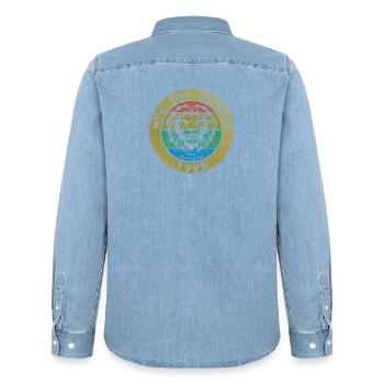 30. Geburtstag Wild, free & untamed since 10/1995 - Männer Jeanshemd Organic von Stanley/Stella - verwaschenes Hellblau - Hinten - AI Model Male 185 light (185cm)