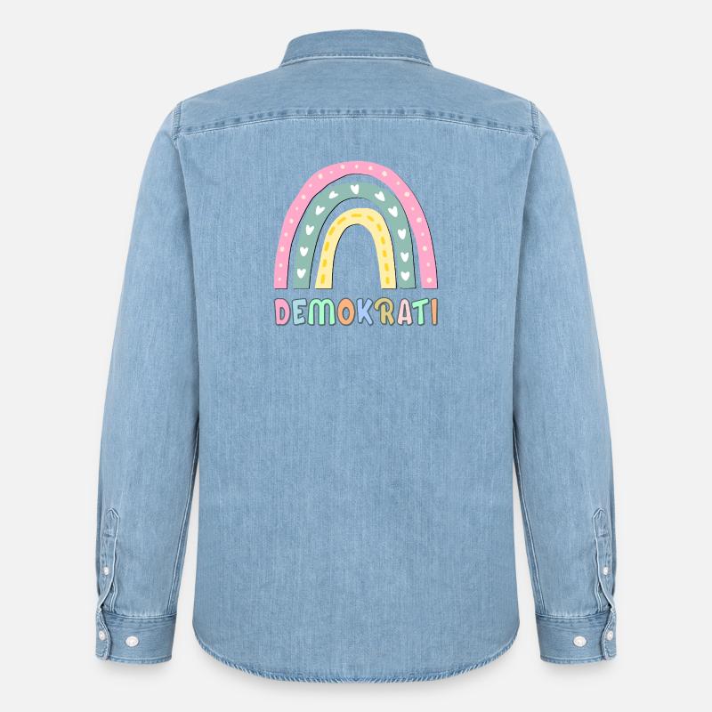 Democrazia arcobaleno - Camicia in denim uomo bio di Stanley/Stella - azzurro chiaro slavato