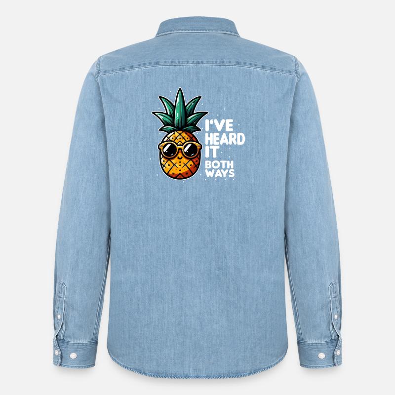 Ananas-Slogan mit doppelter Bedeutung - Männer Jeanshemd Organic von Stanley/Stella - verwaschenes Hellblau