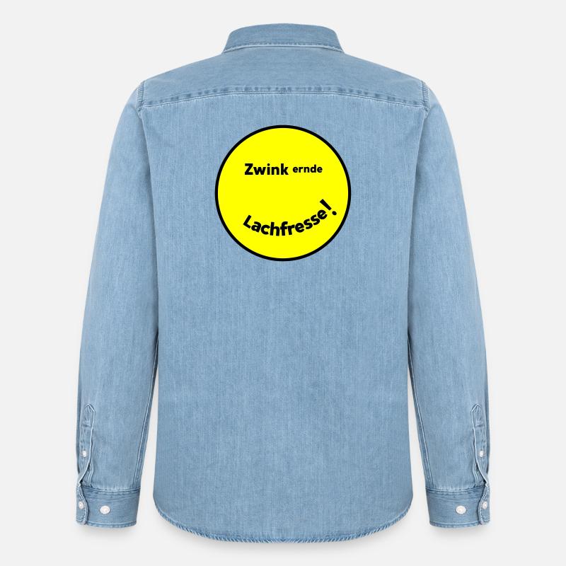Zwinkernde Lachfresse - Männer Jeanshemd Organic von Stanley/Stella - verwaschenes Hellblau