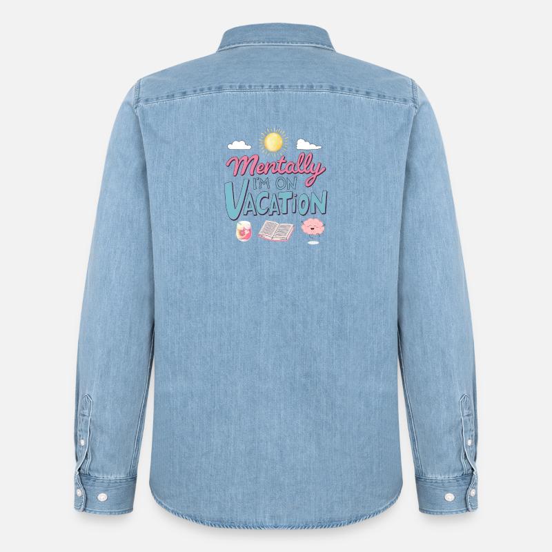 Mentally Somewhere Else Retro Design - Männer Jeanshemd Organic von Stanley/Stella - verwaschenes Hellblau