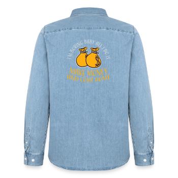 I'm Boring Baby All I Do Is Make Money Come Home - Men’s Organic Denim Shirt by Stanley/Stella - light wash - Back - AI Model Male 185 light (185cm)