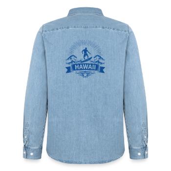 Hawaii Surfer Surfer on Pacific Wave - Men’s Organic Denim Shirt by Stanley/Stella - light wash - Back - AI Model Male 185 light (185cm)