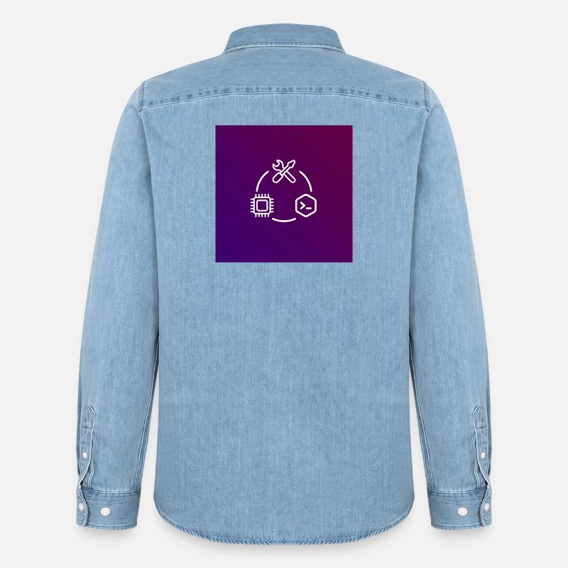 TechKreis Chip Code Werkzeug - Männer Jeanshemd Organic von Stanley/Stella - verwaschenes Hellblau
