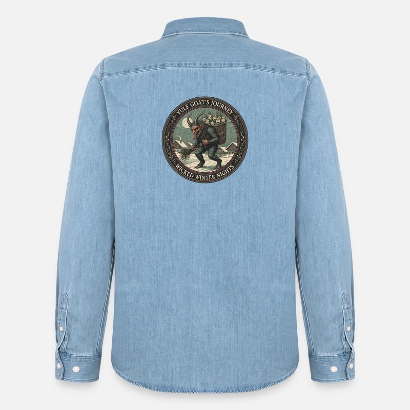 Die Reise der Weihnachtsziege – Böse Winternächte - Männer Jeanshemd Organic von Stanley/Stella - verwaschenes Hellblau