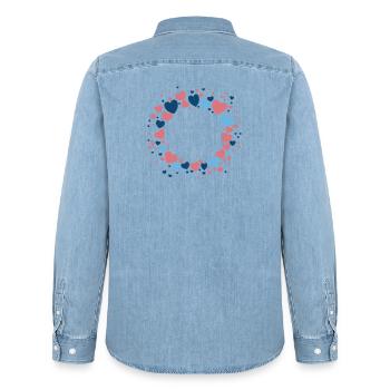 Couronne de cœur Couronne de cœur Bleu Rose - Chemise en denim homme bio Stanley/Stella - bleu clair délavé - Dos - AI Model Male 185 light (185cm)