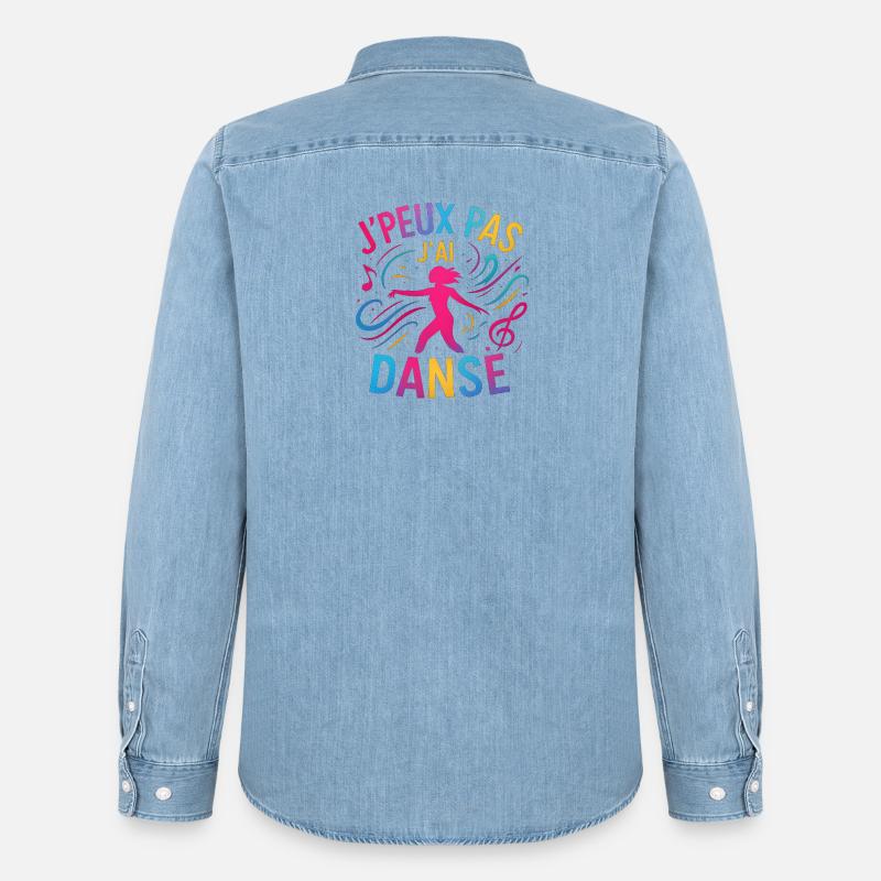 I Can't I Danced — Buntes Glitzern - Männer Jeanshemd Organic von Stanley/Stella - verwaschenes Hellblau