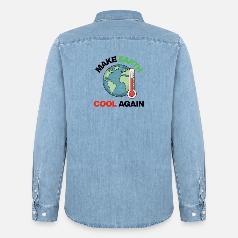 Make Earth Cool Again – Act Now - Männer Jeanshemd Organic von Stanley/Stella - verwaschenes Hellblau