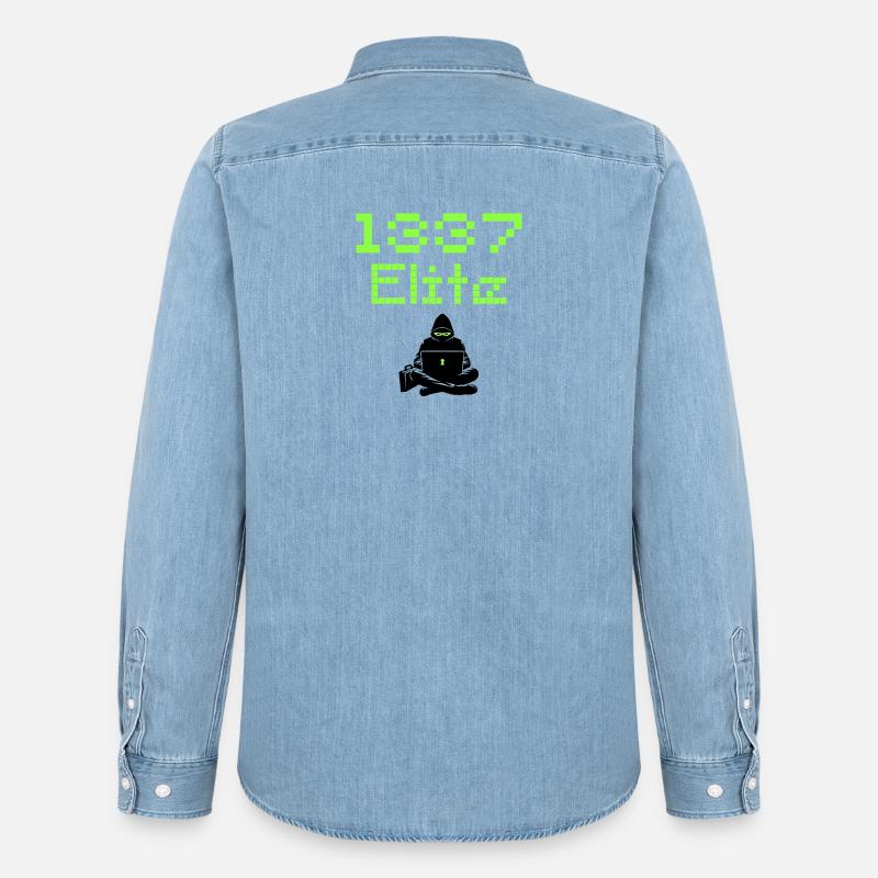 1337 Elite Hacker Squad, Leet Hacker - Männer Jeanshemd Organic von Stanley/Stella - verwaschenes Hellblau