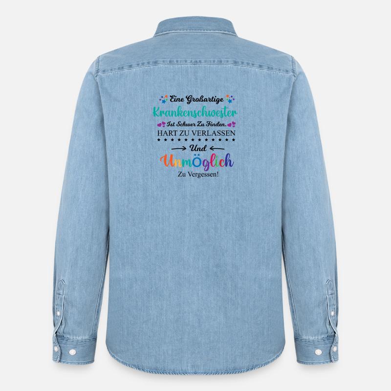 Krankenschwester Beruf Spruch Abschied Geschenk - Männer Jeanshemd Organic von Stanley/Stella - verwaschenes Hellblau