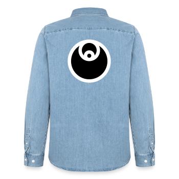 Circle Emblem Filled - Men’s Organic Denim Shirt by Stanley/Stella - light wash - Back - AI Model Male 185 light (185cm)