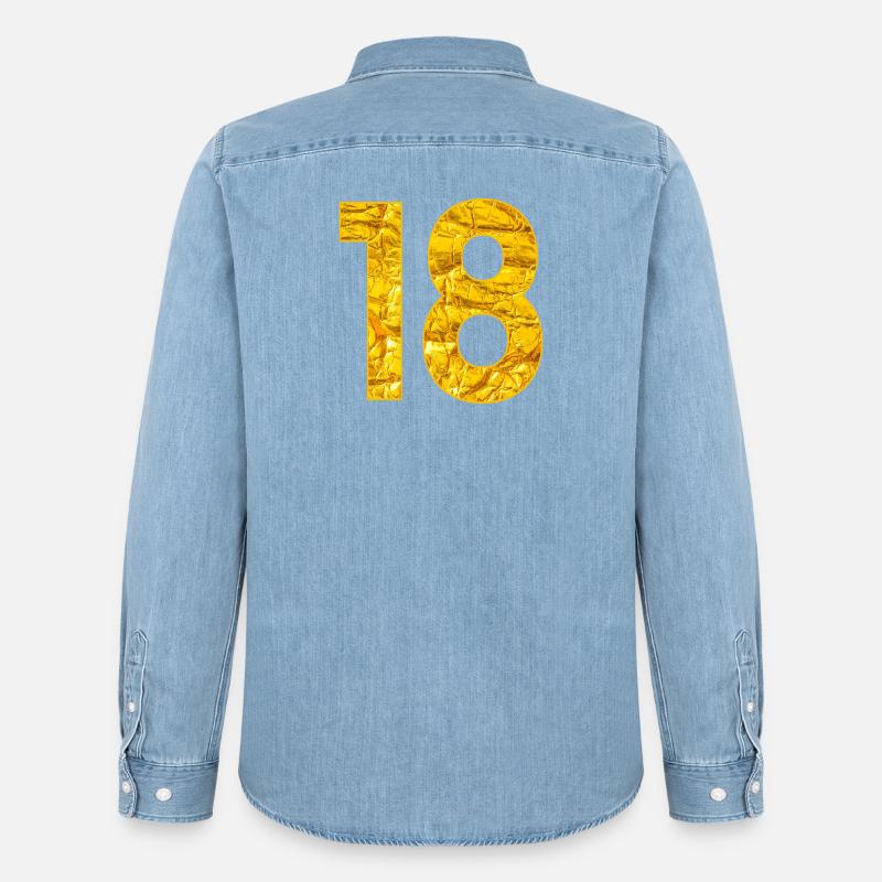 Numero Diciottesimo - Numero Diciottesimo Compleanno - Camicia in denim uomo bio di Stanley/Stella - azzurro chiaro slavato