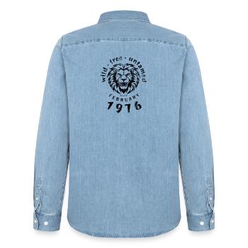 Wild, free & untamed since 02/1976 - Men’s Organic Denim Shirt by Stanley/Stella - light wash - Back - AI Model Male 185 light (185cm)