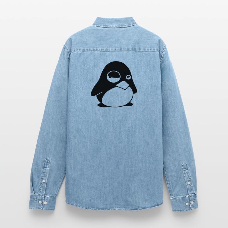 Grumpy Tux – Funny Linux Penguin for Nerds Men’s Organic Denim Shirt by Stanley/Stella