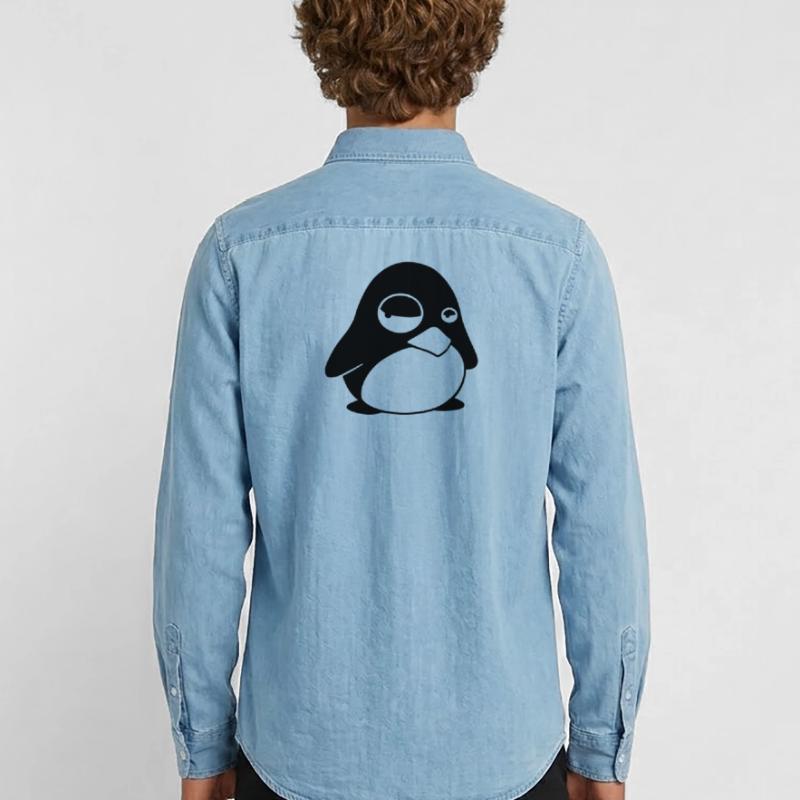 Grumpy Tux – Funny Linux Penguin for Nerds Men’s Organic Denim Shirt by Stanley/Stella