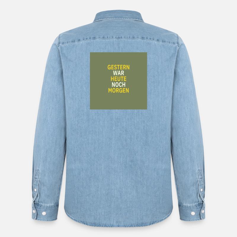 Gestern war heute noch morgen - Männer Jeanshemd Organic von Stanley/Stella - verwaschenes Hellblau