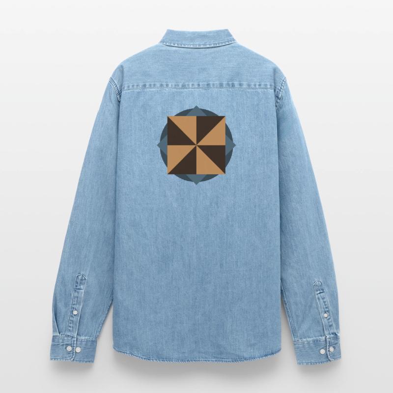 PYRAMID CORE GEOMETRY | Basic Shapes Artwork Men’s Organic Denim Shirt by Stanley/Stella
