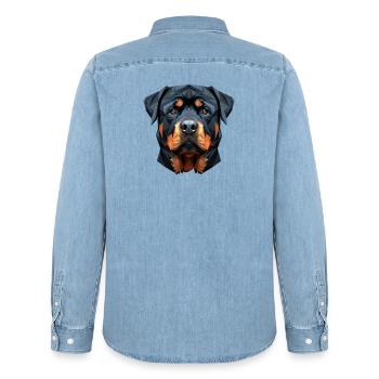 Rottweiler Dogs Love Proud Rottweiler Lovers - Men’s Organic Denim Shirt by Stanley/Stella - light wash - Back - AI Model Male 185 light (185cm)