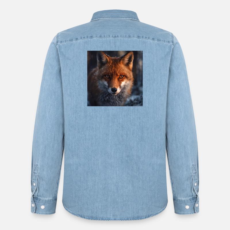 Fuchs-Erkundung bei Einbruch der Dämmerung - Männer Jeanshemd Organic von Stanley/Stella - verwaschenes Hellblau