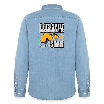 Rats Spelt Backwards Is Star Lustiger Ratte Spruch - Männer Jeanshemd Organic von Stanley/Stella - verwaschenes Hellblau - Hinten - AI Model Male 185 light (185cm)