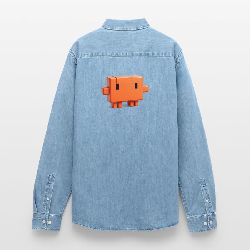 Claude Code Pixel 3D Maskottchen süßer Dev-Aufkleber Männer Jeanshemd Organic von Stanley/Stella