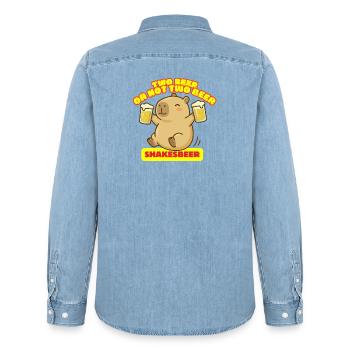 Zwei Bier oder nicht zwei Bier – Shakesbeer – Capybara - Männer Jeanshemd Organic von Stanley/Stella - verwaschenes Hellblau - Hinten - AI Model Male 185 light (185cm)