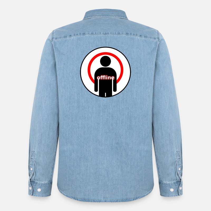 Offline Mode Introvert Signal Lost - Männer Jeanshemd Organic von Stanley/Stella - verwaschenes Hellblau