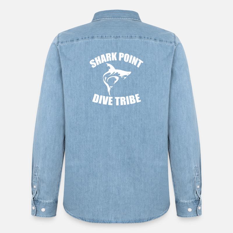 SHARK POINT DIVE TRIBE - Männer Jeanshemd Organic von Stanley/Stella - verwaschenes Hellblau