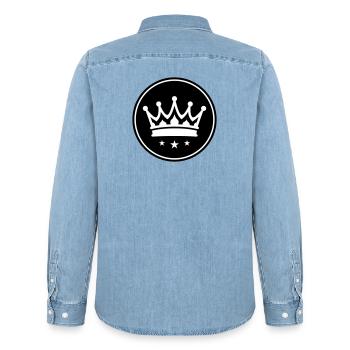 Crown Symbol - Men’s Organic Denim Shirt by Stanley/Stella - light wash - Back - AI Model Male 185 light (185cm)