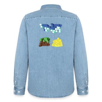ONIRISCHE LÜCKE - Männer Jeanshemd Organic von Stanley/Stella - verwaschenes Hellblau - Hinten - AI Model Male 185 light (185cm)