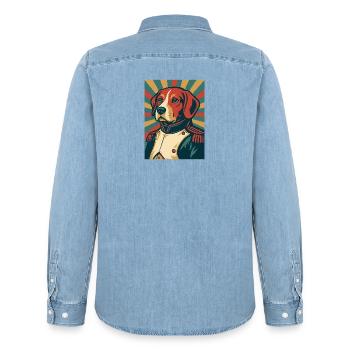 Hund General Retro Poster Stil Vintage Design - Männer Jeanshemd Organic von Stanley/Stella - verwaschenes Hellblau - Hinten - AI Model Male 185 light (185cm)