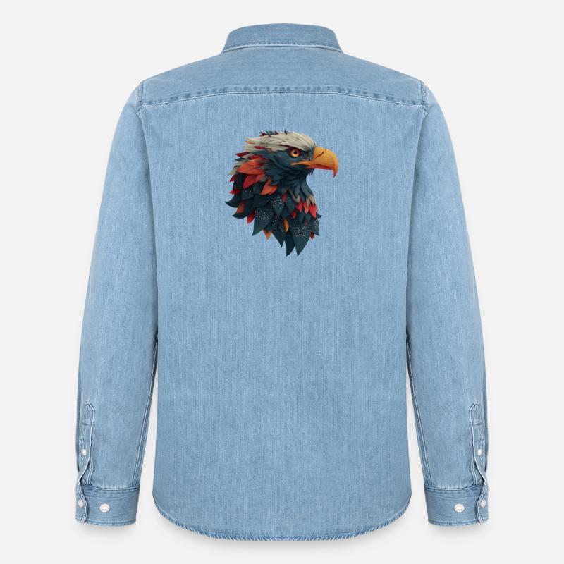 Powerful Eagle Head, Strong, Determined Gift - Men’s Organic Denim Shirt by Stanley/Stella - light wash