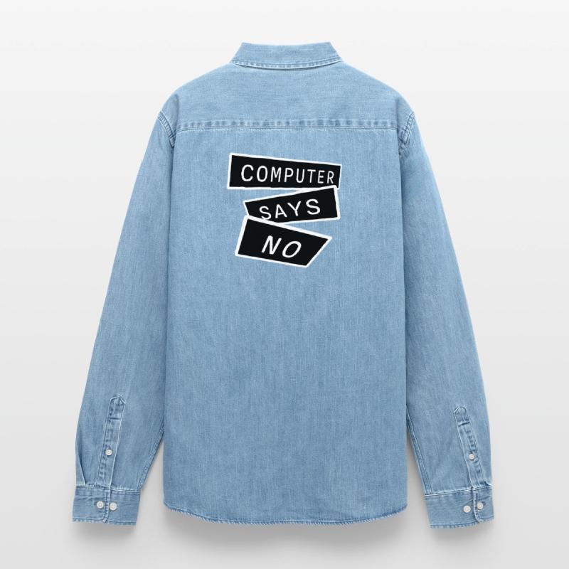 Computer Says No Funny Programmer Nerd Technique Men’s Organic Denim Shirt by Stanley/Stella