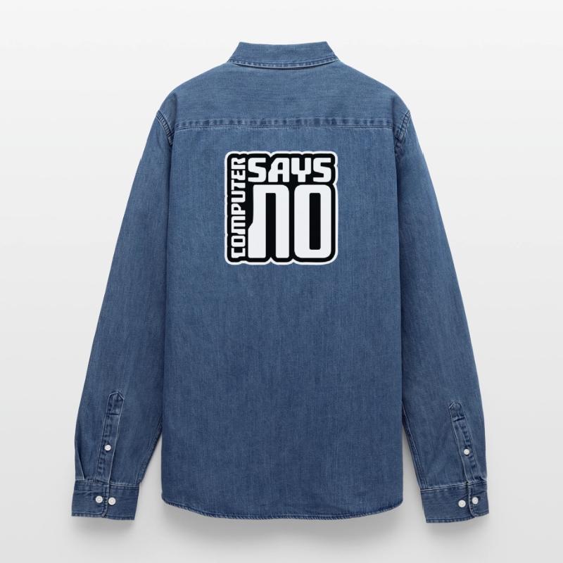 Computer Says No Funny Programmer Nerd Technique Men’s Organic Denim Shirt by Stanley/Stella