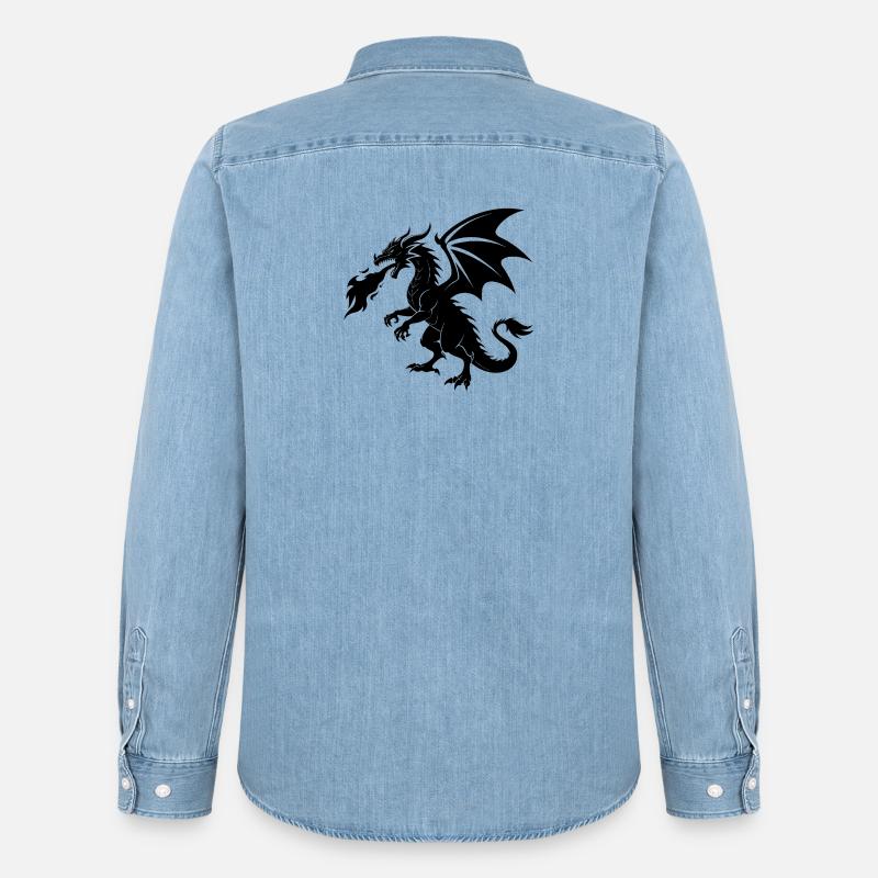 Feuerspeiender Drache - Männer Jeanshemd Organic von Stanley/Stella - verwaschenes Hellblau