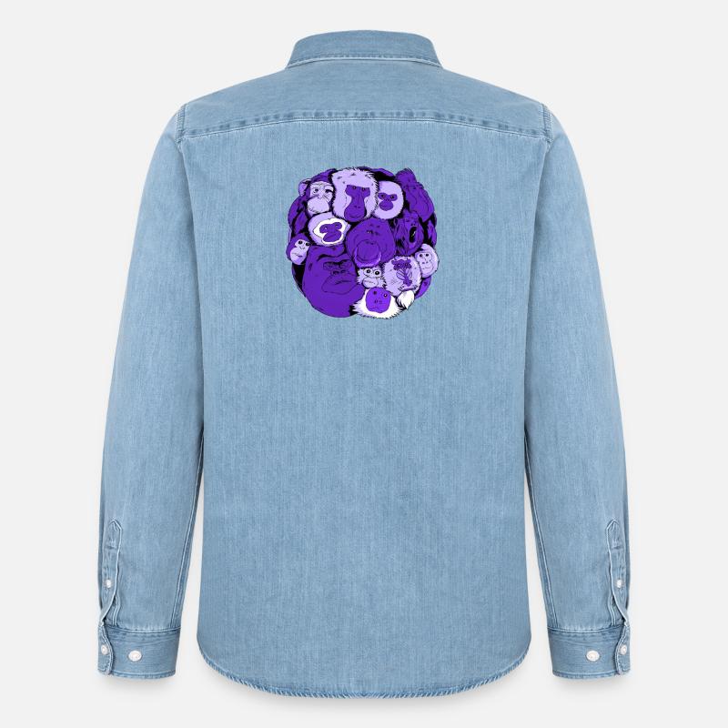 Monkey Ball - Männer Jeanshemd Organic von Stanley/Stella - verwaschenes Hellblau