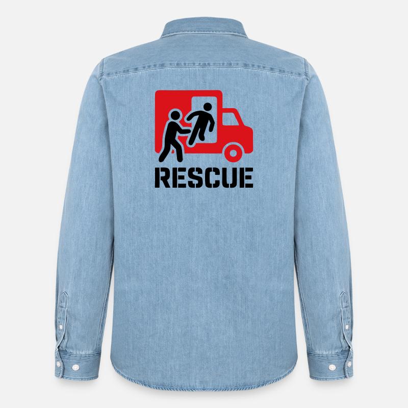 Rescue Rettungsdienst Einsatz - Männer Jeanshemd Organic von Stanley/Stella - verwaschenes Hellblau
