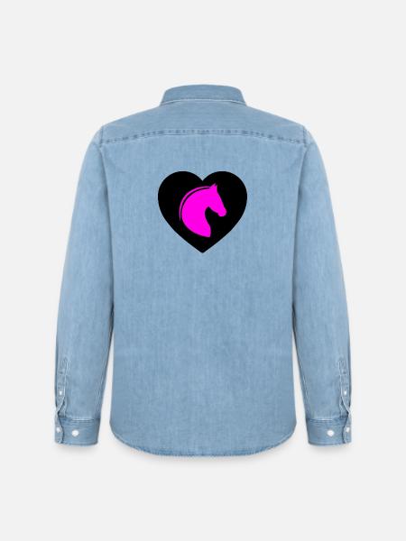 Chevaux - Chemise en denim homme bio Stanley/Stella - bleu clair délavé