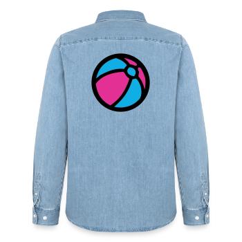 Icône d’été de plage de water-polo - Chemise en denim homme bio Stanley/Stella - bleu clair délavé - Dos - AI Model Male 185 light (185cm)