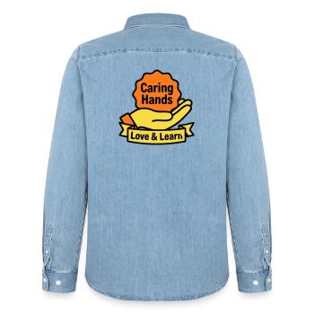 Kita Wappen Caring Hands Logo - Männer Jeanshemd Organic von Stanley/Stella - verwaschenes Hellblau - Hinten - AI Model Male 185 light (185cm)