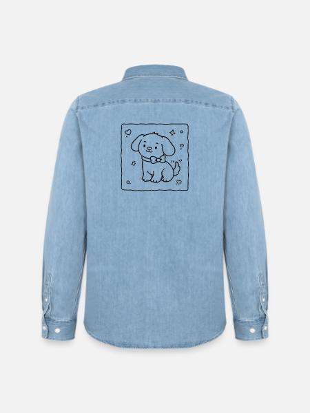 Cute Baby Puppy | Lulu Lotus - Men’s Organic Denim Shirt by Stanley/Stella - light wash